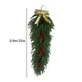 thumbnail image 3 of Artificial Christmas Teardrop Swag 35 Inch Faux Pine Greenery with Red Berries Pinecones Bow for Winter Holiday Door Decor Mantle Fireplace Stairway Hanging Indoor Outdoor Decorations, 3 of 5