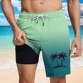thumbnail image 2 of hoksml Mens Swim Trunks Elastic Waist Drawstring Gradient Print Shorts 5 Inches, 2-in-1 Style with Lined Swimming Bathing Suit Summer Beach Shorts, 2 of 5