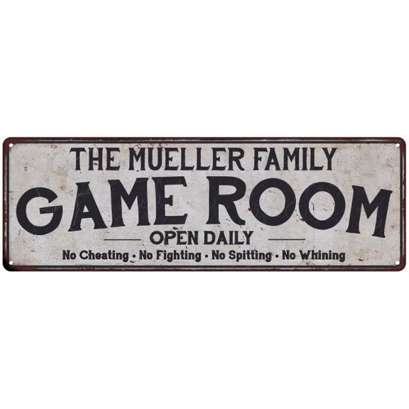 THE MUELLER FAMILY Gift Game Room Country Metal 6x18 Sign 206180042716