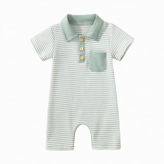 TOWED22 Newborn Baby Summer Romper Ribbed Onesie Infant Short Sleeve Jumpsuit Green,0-6 M