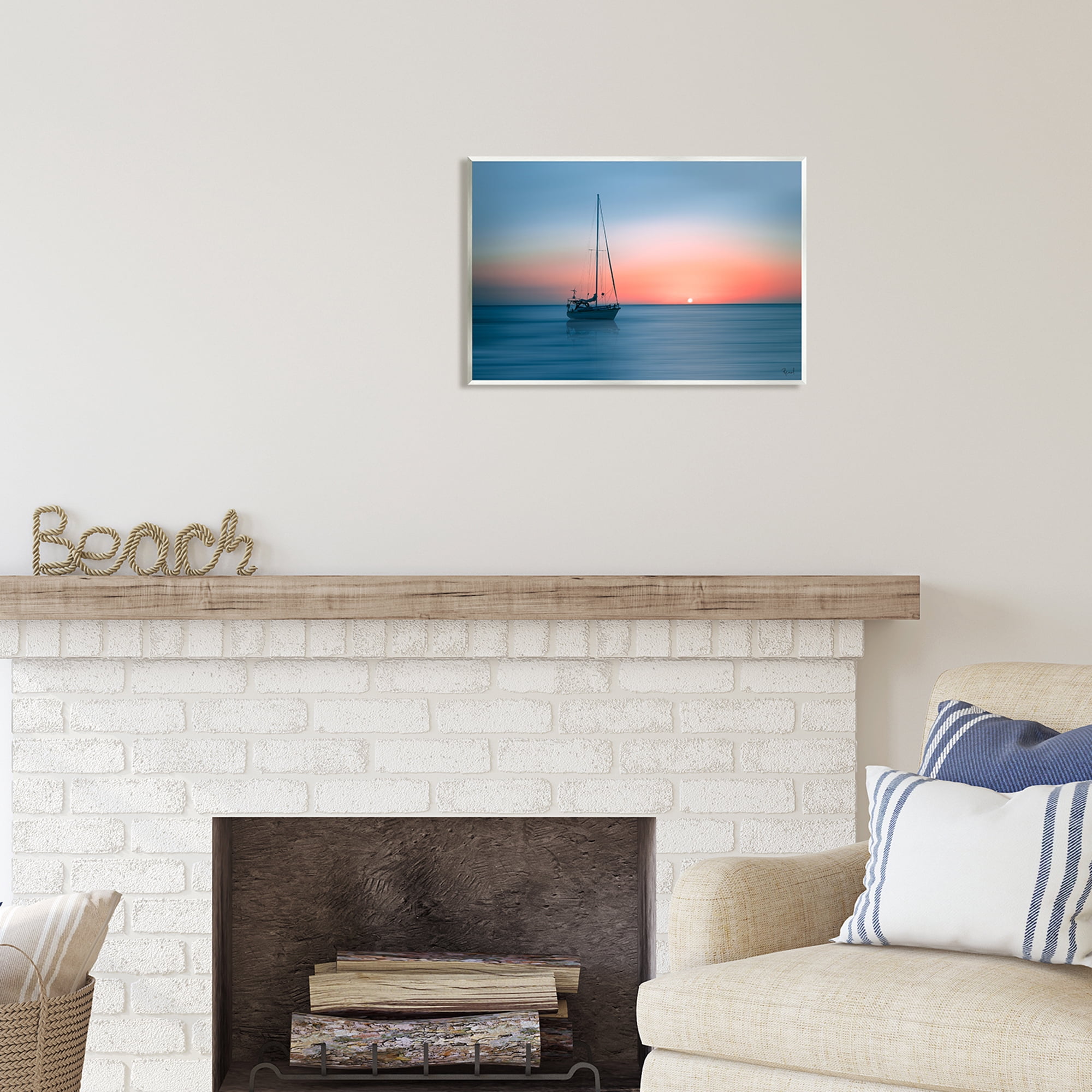 Stupell Industries Boat on Sunset Horizon Transportation Photography Unframed Art Print Wall Art, 19 x 13