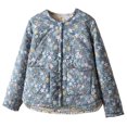 thumbnail image 2 of Parkas de manga larga para mujer, chaquetas acolchadas cálidas para mujer, chaqueta acolchada lisa de manga larga con estampado floral, abrigos con bolsillos, blusa para mujer, 2 of 4