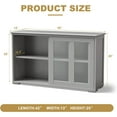 thumbnail image 2 of Sideboard Buffet Cabinet with Storage - Stackable Kitchen Cabinet Console Table with Adjustable Shelf and Sliding Glass Doors, Wooden Storage Cabinet for Dining Room, Living Room (Gray), 2 of 9