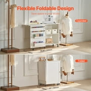 KFFKFF Sewing Table & Desk, Versatile Tailoring Machine Stand with Streamlined Design, Casters, Racks, Organizing Bins, Timber Dowels, and Magnetized Entrances, Tailoring Workstation Cabinet