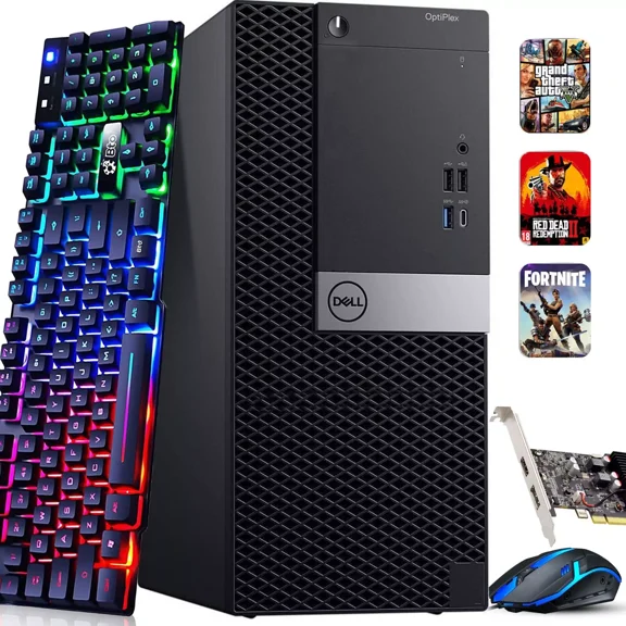 Restored Dell Optiplex Tower Gaming PC Desktop Computer Intel Quad Core i5-6500 16GB DDR4 Ram 1TB SSD BTO RGB Keyboard & Mouse, Nvidia GTX 1660s 6gb DDR6, Windows 11 Professional (Refurbished)
