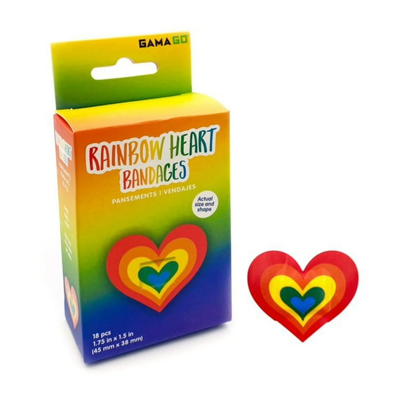 Rainbow Heart Adhesive Bandages (Pack of 18)