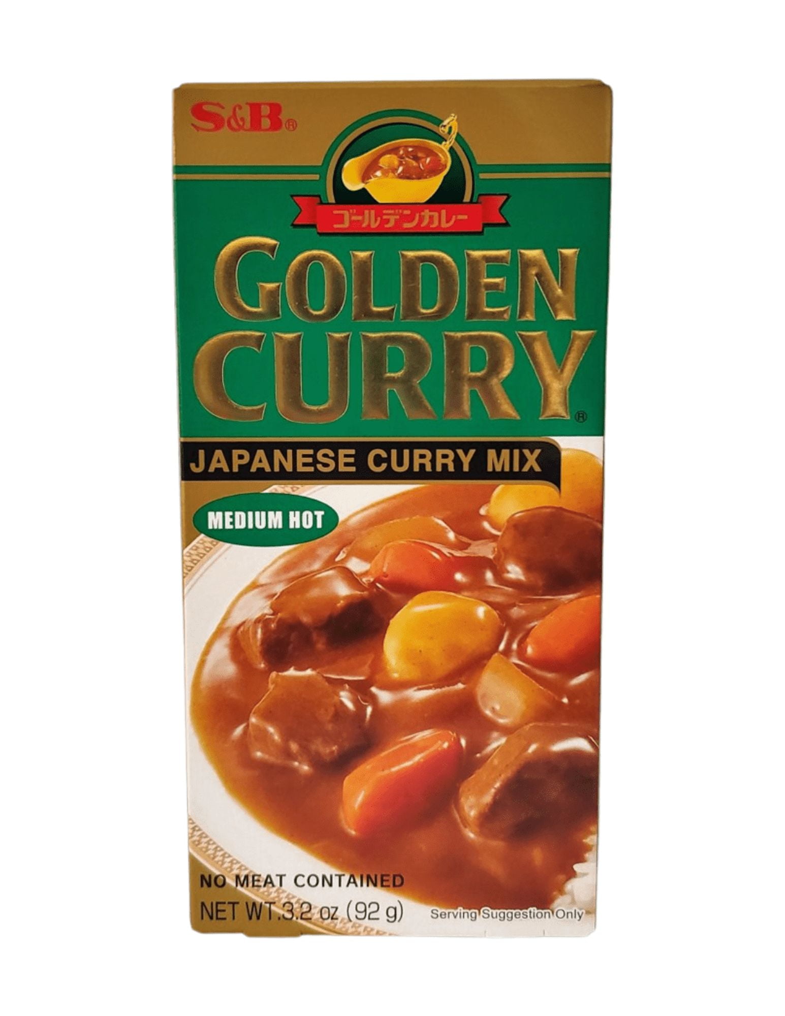 S & B Medium Hot Curry Sauce Mix, 3.2 oz - Japanese Style, No Meat