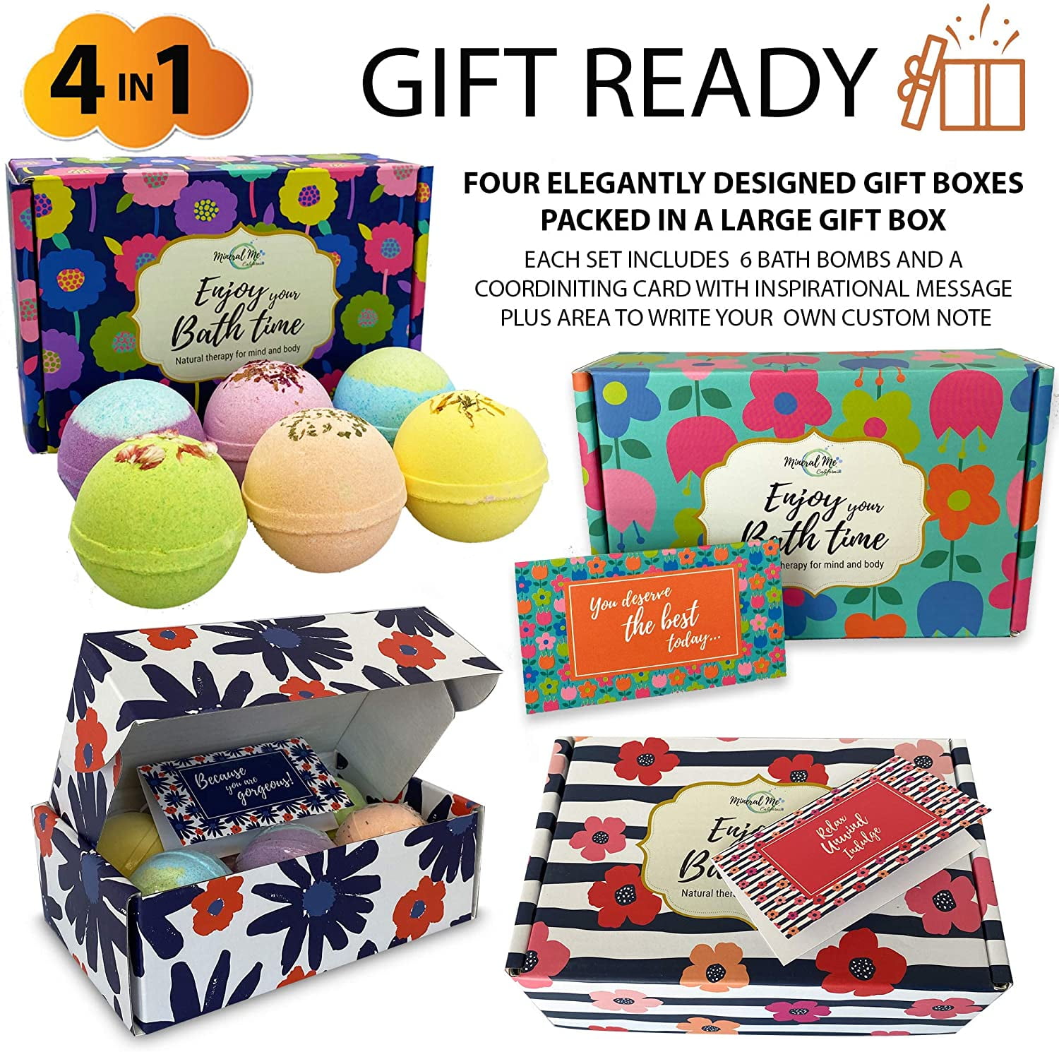 Bath Bombs for Women Relaxing - 24 Natural and Organic Bath Bombs with Essential Oils & Moisturizing Shea Butter, Bathbombs for Girls, Selfcare Gifts for Mom, Women, Wife, Girlfriend