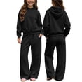 thumbnail image 2 of LvhaoGJOB Big Kids Boys Sweatshirt and Pants Outfit Set, Black - fleece fabric, ready for print, 2 of 7