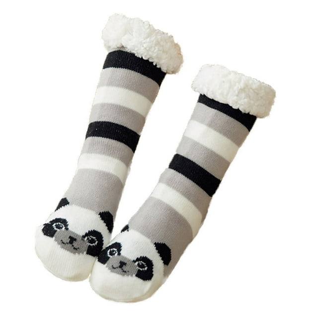 Guardurnaity Pack de 2 Calcetines Altos Dibujos Animados Antideslizantes Mujer Accesorios Hogar Medias panda negro Guardurnaity AP008857-06