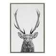 thumbnail image 2 of Kate and Laurel Sylvie The Red Deer BW Framed Canvas Wall Art by Simon Te of Tai Prints, 23x33 Gray, Black and White Forest Deer Portrait Art, 2 of 6