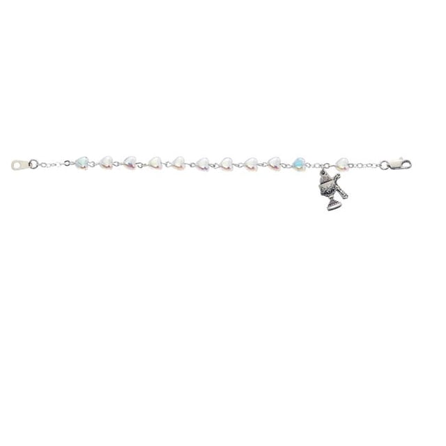 McVan BR76W 6.5 in. Heart Communion Bracelet Boxed