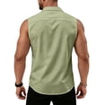 thumbnail image 4 of OIOLOYJM Sleeveless Shirts for Men Summer Casual Solid Color Tank Tops with Pockets Stretch Vacation Fashion Button Up Vest Light Green 3XL, 4 of 4
