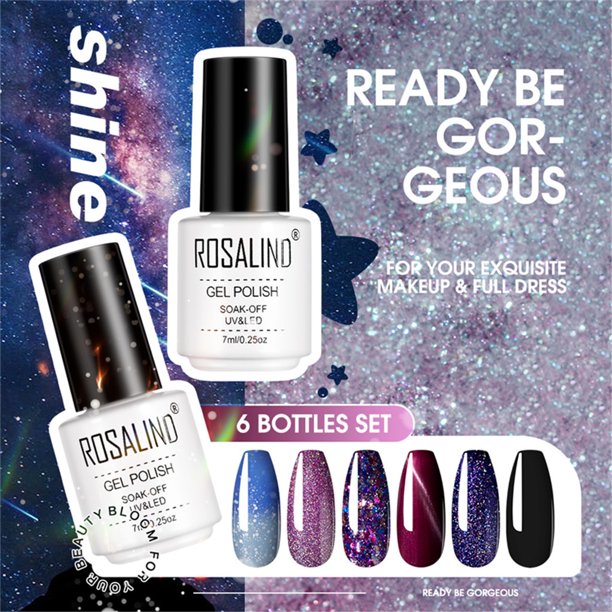 Gel transparente para uñas, gel para esculpir uñas, para decoración de uñas, juego de pegamento para esmaltes de uñas, mini pegamento con purpurina de colores veraniegos, 7 ml.