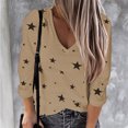 thumbnail image 2 of Pompotops Femmes Mode Casual V-Cou Étoile Imprimé Tops T-Shirt Blouse, 2 of 4