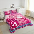 thumbnail image 2 of jejeloiu Volleyball Sports Full Size Comforter Sets,Dancing Girl Silhouette Bedding Comforter Set,Pink Stars Heart Bedding Sets For Girls,Ultra Soft Home Decor Reversible,3pcs, 2 of 8