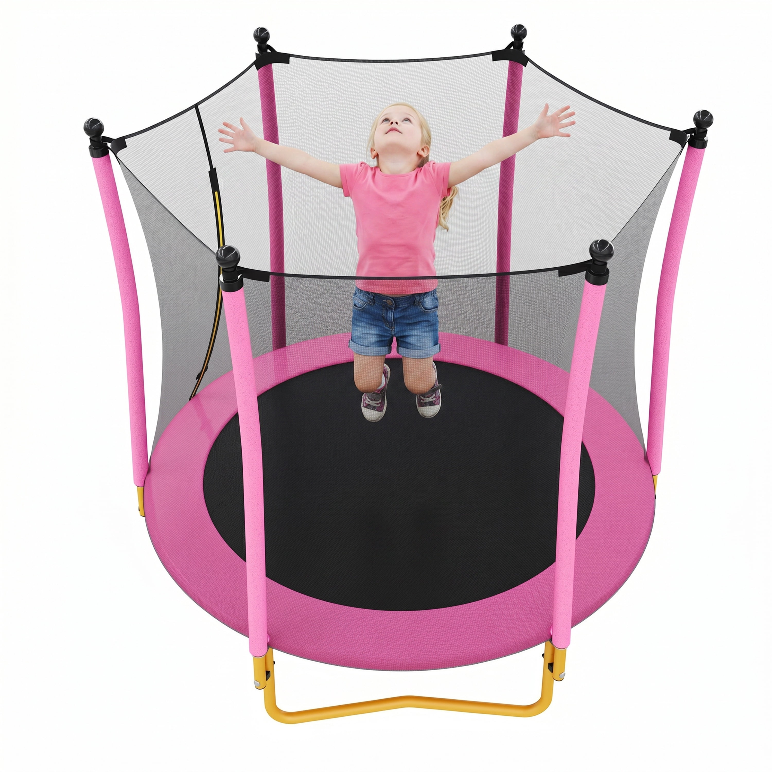 5.5FT Kids Trampoline with Safety Enclosure Net, SEGMART Upgraded Indoor Toddler Trampoline with Spring Padding for Kids, Outdoor Round Small Trampoline with Jumping Mat, Gift for Boys Girls