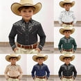 thumbnail image 5 of shoper Western Cowboy Shirts for Boys Retro Print Western Country Shirt Kids Short&Long Sleeve Cowboy Collared Button Down Tops, 5 of 5