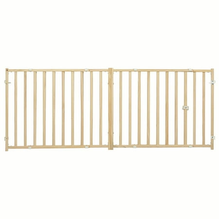 UPC: 0027773022824 | Midwest Home for Pets Extra-Wide Wooden Dog Gate  24  High Pet Gate Expands from 50  – 94  inches Natural