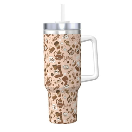 

KLL coffee tea pots Print 40oz Stainless Steel Insulated Car Cup Coffee Mug with Spillproof Lid - Keep Your Drink Hot or Cold on the Go