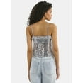 thumbnail image 3 of No Boundaries Sequin Ruffle Tie Front Cami, Women's, 3 of 5