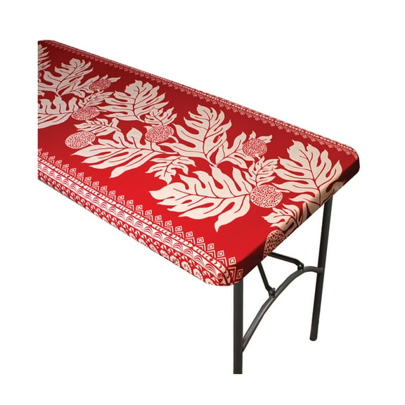 Hi Kalama Collection Hi Tablecloth 6ft Luau Ulu Red