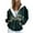 Dark Green, variant on Women's Christmas Snowflake Print Zip-Up Hoodie Festive Holiday Winter Warm Fleece Jacket with Pockets