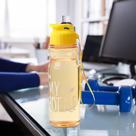 LHWEN Portable Clamshell Water Bottle Sports Outdoor Plastic Cup Leak-Proof Lanyard Lightweight Transparent Design Fitness Yoga Travel Camping School 22cm PET Material