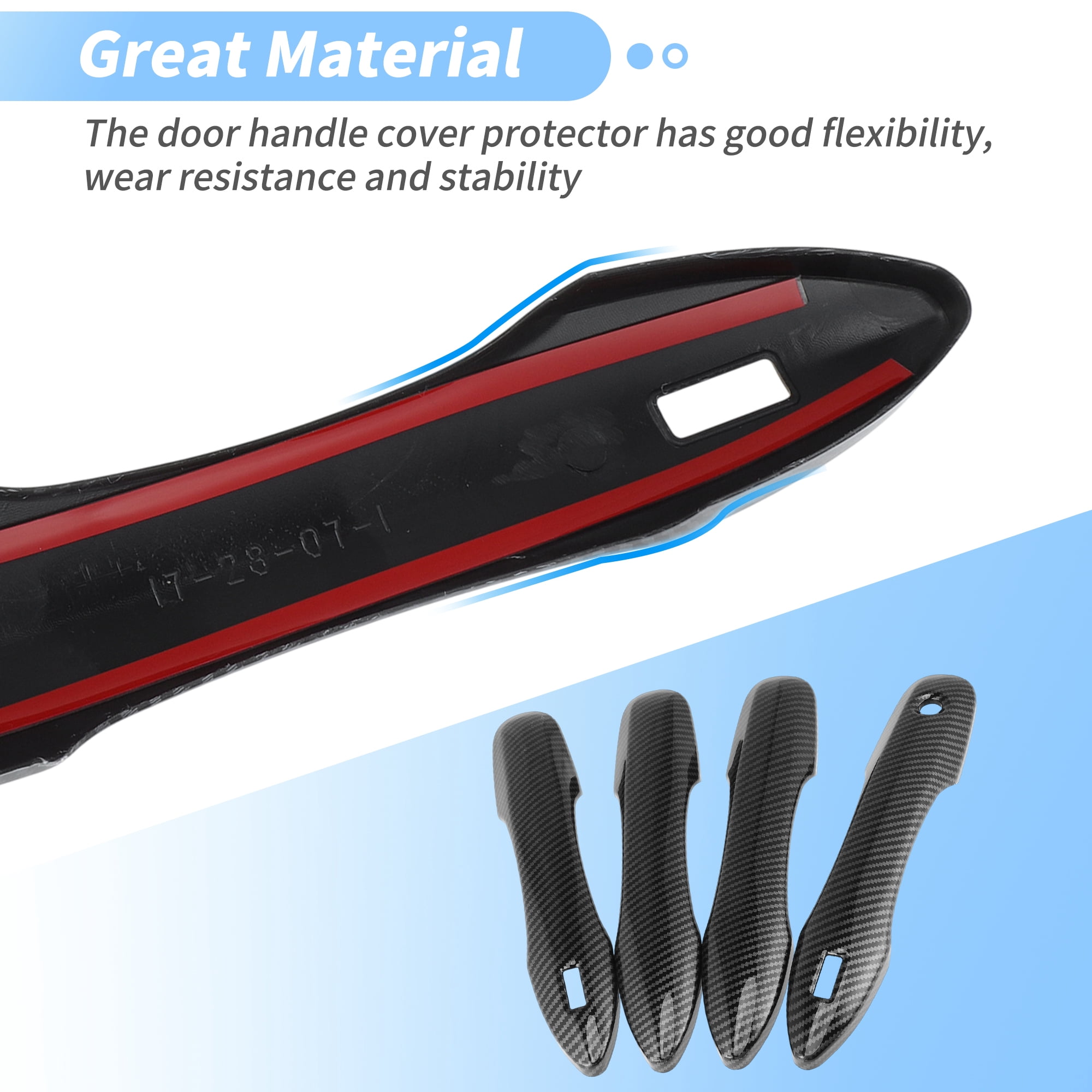 Unique Bargains Exterior Door Handle Cover for Toyota Camry 2018-2024 Black Carbon Fiber