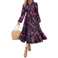 thumbnail image 2 of Jaimenalin Women'S Long Sleeve Maxi Dress Chiffon Guest Dresses Floral Dress Black XL, 2 of 8