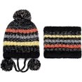 thumbnail image 5 of Conjunto de gorro y bufanda de punto para mujer, gorro de invierno cálido y grueso con pompón de ganchillo y dobladillo para exteriores., 5 of 5