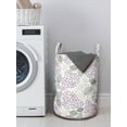thumbnail image 3 of Floral Laundry Bag, Ornamental Geometric Lilac Flower Blossoms and Striped Leaves Stretching, Basket with Handles Drawstring Closure for Laundromats, 13" x 19", Pale Purple Pale Taupe, by Ambesonne, 3 of 4
