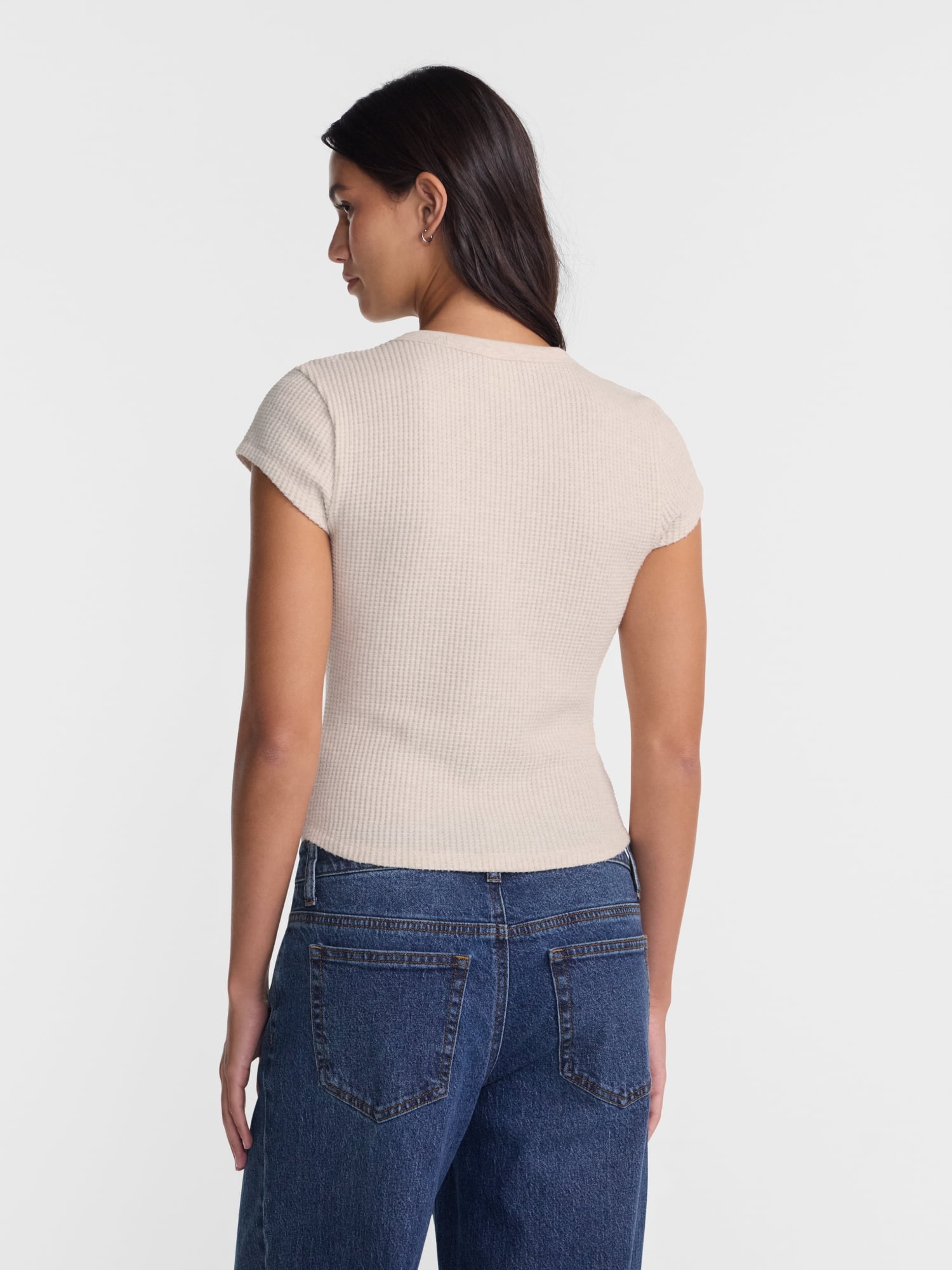No Boundaries Waffle Knit Tee, Women’s XXS-XXL