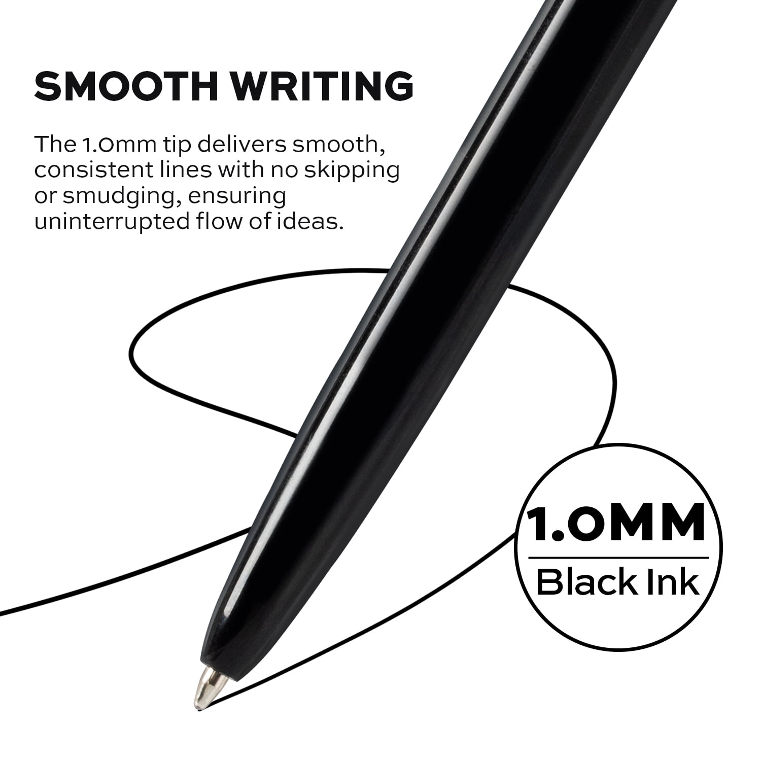 deli 100 Pack Retractable Ballpoint Pens, 1.0MM Black Ink,Smooth Writing, No Bleed, Comfortable Grip
