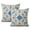 Blue Beige Floral, variant on Blue Bohemian Geometric Lines Throw Pillow Covers 16"x16", Set Of 2, Linen Study Sofa Cushion Cover Indoor Living Room Home Decor