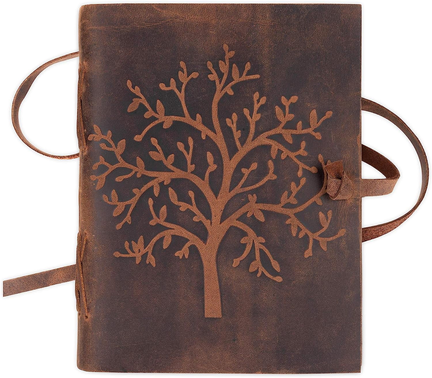 Leather Journal Tree of Life Genuine Leather Notebooks For Women - Beautiful Journal with Embossed Tree - Blank Handmade Paper - Inspirational Birthday Gifts for Women & Gifts for Men
