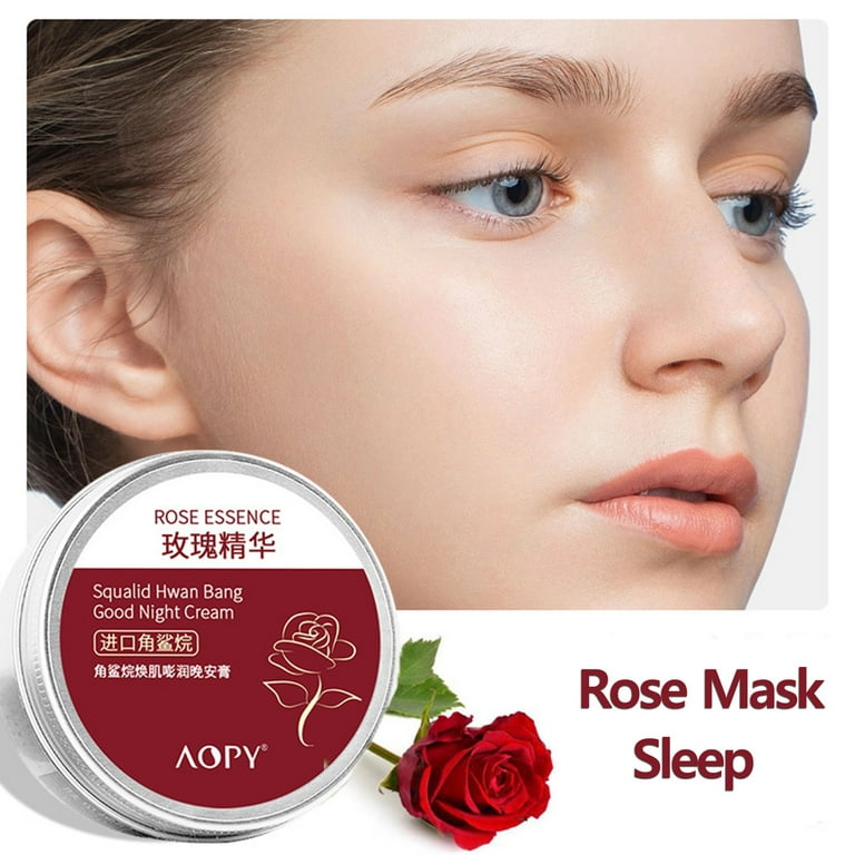 PBMUY Rose Essence Squalane Oil Compress Sleep Smear Mask Hydrating  Moisturizing Rejuvenating Good Night Balm 70g Red 