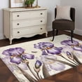 thumbnail image 3 of Area Rugs 2.7'x5', Purple Iris Carpet for Living Room Bedroom Dining Room, Spring Vintage Butterfly Leaves Flowers Beige Throw Kitchen Rugs Non Slip Washable Rectangle Indoor Outdoor Rugs, 3 of 8