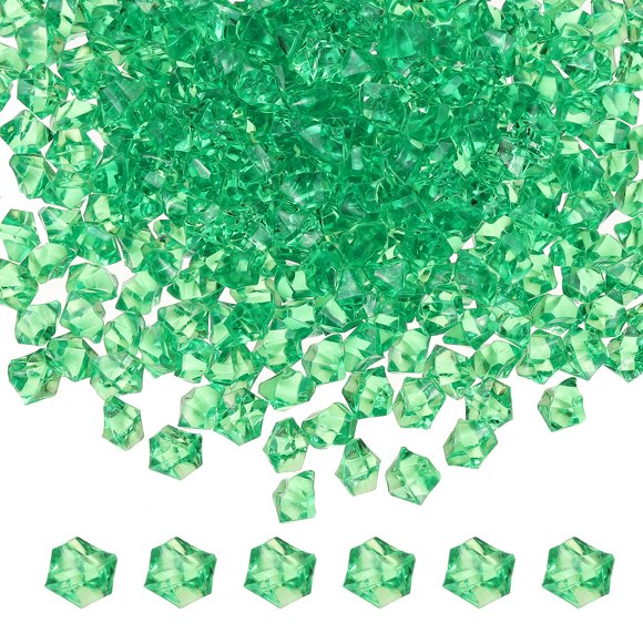 50-Pack Fake Ice Rocks, 18x25mm Fake Crushed Ice Acrylic Gems Diamonds for Vase Fillers/Fish Tank/DIY Crafts [Dark Green]