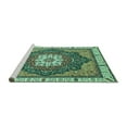 thumbnail image 2 of Ahgly Company Machine Washable Indoor Square Abstract Turquoise Blue Modern Area Rugs, 7' Square, 2 of 4