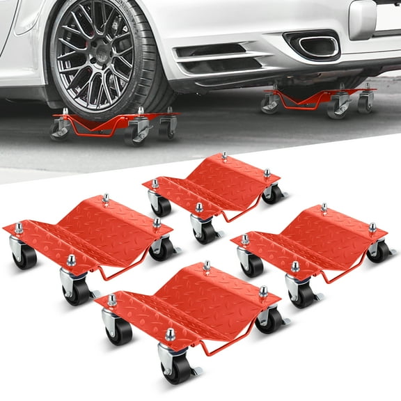 ‎4-Pack Tire Wheel Dolly Vehicle Wheels Dollies Movers Skates Car Tire Repair Slide Tools, 6000 lbs Capacity, Red
