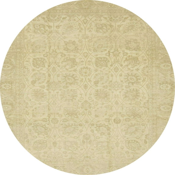 Ahgly Company Indoor Round Abstract Brown Gold Oriental Area Rugs, 3' Round