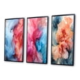 thumbnail image 3 of Designart "Purity in Liquid Ink Red & Blue Wave Abstract" Abstract Liquid Ink Framed Wall Art Set Of 3 - Blue Modern Frame Gallery Set For Office Decor, 3 of 6