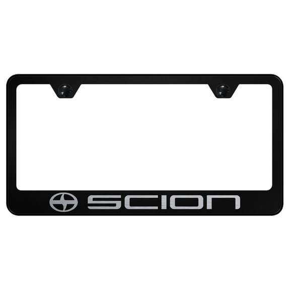 Toyota Scion Laser Etched Logo Stainless Steel License Plate Frame (Black)