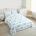 thumbnail image 3 of Manfei Kawaii Bowknot Full Size Comforter Sets,Cartoon Bowtie Bow Bedding Comforter Set,Blue White Bedding Sets For Girl,Breathable Home Decor Reversible,3pcs, 3 of 8