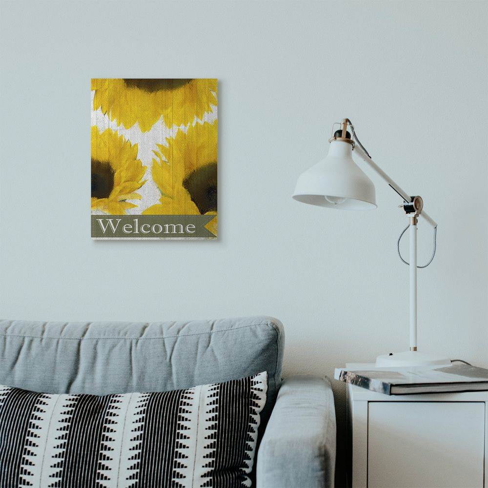Stupell Industries Sunflower Welcome Yellow Flowers Painting Canvas Wall Art by Kimberly Allen