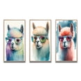 thumbnail image 2 of Designart "Cool Alpaca with Sunglasses Watercolor Style I" Animals Llama Framed Wall Art Set Of 3 - Blue Llama Frame Gallery Wall Set For Home Decor, 2 of 6