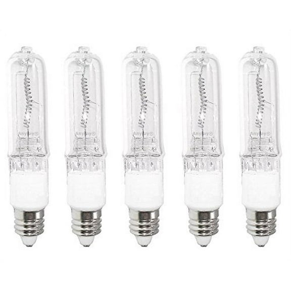 Anyray A1780Y (5)-Pack 50W 50 Watt JD E11 Mini-Candelabra T4 Halogen Light Bulb, CLEAR Bulbs