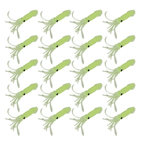 Fishing Soft Baits Artificial Squid Baits Fish Baits Simulation Baits Nightlight Luminous and Colorful Bait Tool Set for Freshwater Lakes and Saltwater Sea 20PCS Luminous