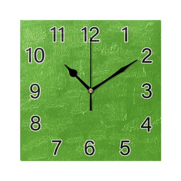 Ryvnso Grass Green Background Wall Clock Square Silent Non-Ticking Battery Operated 7.78"